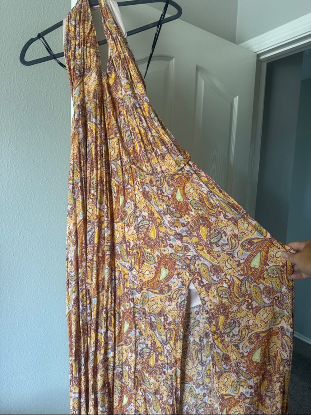 Paisley Maxi Halter Dress in fun spring summer or fall Print